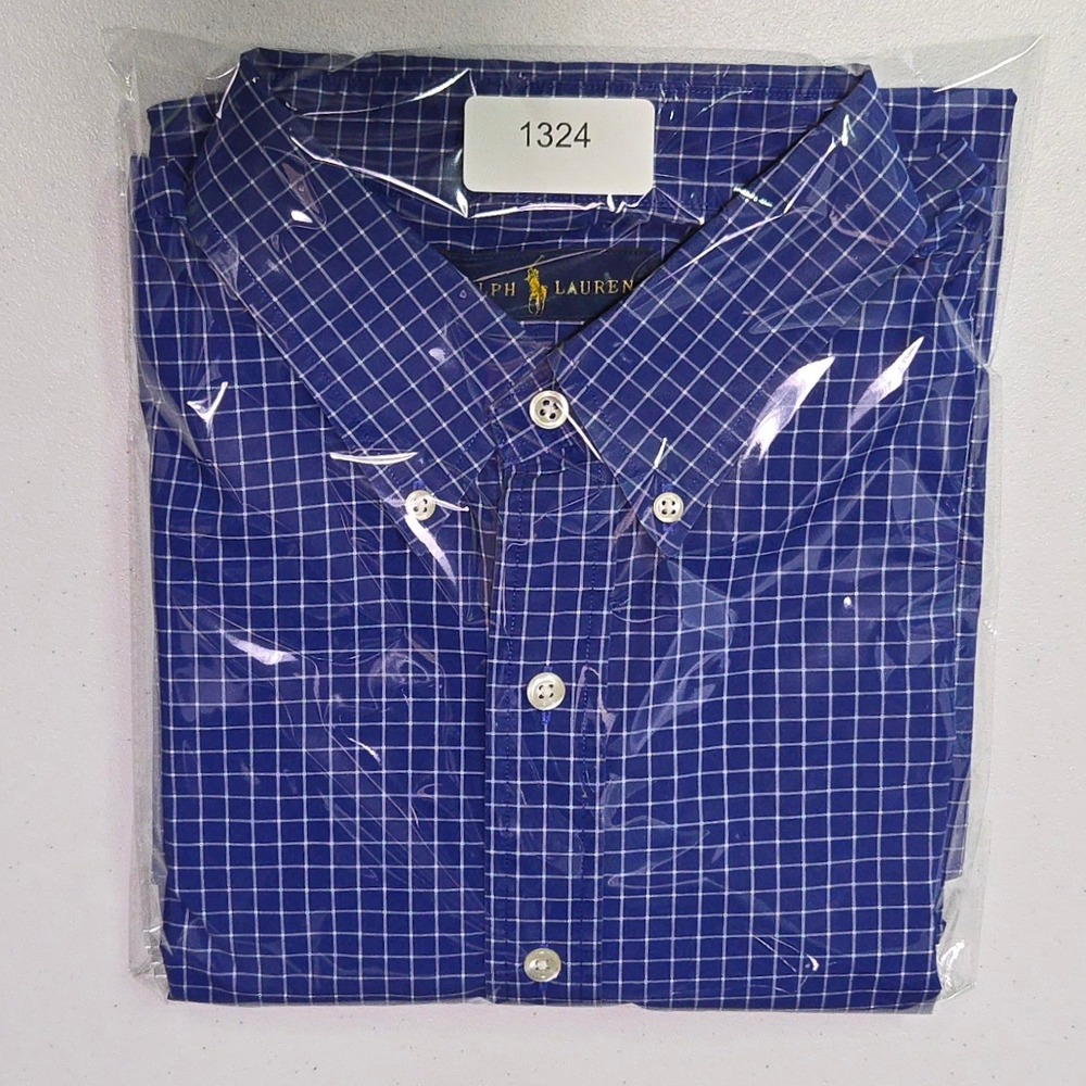 Ralph Lauren Button Down Shirt Mens XL Blue Windowpane Check Long Sleeve Cotton - Picture 14 of 14